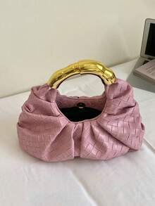 Fashionable Minimalist Pleated Cloud Handbag, Versatile Shoulder/Underarm Bag - Pink - View 9