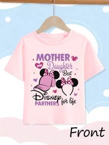 Disney T-Shirt Short Sleeves Are Made Of 100% Pure Cotton FabricMother And Daughter Best Disney Partners For Life T Shirt Pink Minnie Mouse Ears And Hat Print Family Matching Outfit Disney Theme Park Vacation WearA Gift Suitable For Girls - Hồng - Xem 2