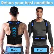 Đai chỉnh tư thế unisex size lớn, đai hỗ trợ lưng điều chỉnh được, giảm mệt mỏi lưng, cải thiện gù lưng, vẹo cột sống, gù lưng và tư thế ngực - màu đen - Xem 6