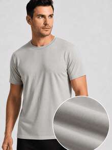 Set Of 2 Short-Sleeve Egyptian Cotton T-Shirts - White and Silver - View 3