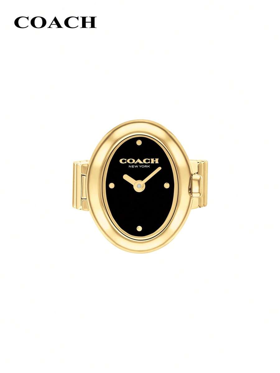Coach SAMMY Oval Dial Women's Ring Watch Unique Jewelry Timepiece With Quartz Movement - Black - View 1
