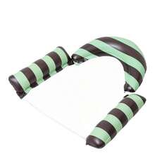 1 pieza Cama flotante inflable, diseño a rayas, de doble uso con almohada, apta para agua, playa, piscina, cama/silla flotante, dispositivo flotante de agua, asiento de descanso en el agua, flotador de piscina, balsa, bomba de aire se vende por separado - Varios estilos - Ver 16