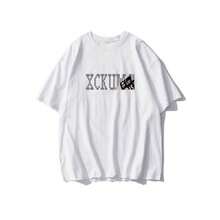Camiseta casual de manga corta estilo americano 2026 para hombre y mujer, ropa de calle de moda primavera/verano, corte holgado. - Negro - Ver 8