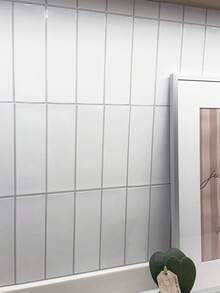 WalDecoo 2PCS/10PCS/20PCS White Subway Tile Stickers, Glossy Self-Adhesive Backsplash, Waterproof Oilproof Wall Decals, Easy Peel & Stick For Kitchen & Bathroom - VP574 - View 5