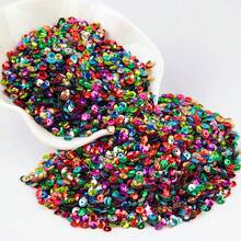 3-30毫米混色散装亮片，珠光圆形刺绣亮片，工艺品亮片，杯状亮片，适用于缝纫、圣诞节、婚礼、五彩纸屑装饰等，20克 - S - 查看 5