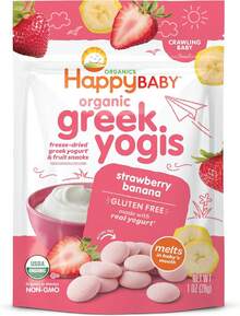 Happy Baby Organics Baby Snacks, Greek Yogis, Freeze Dried Yogurt &Amp; Fruit Snacks, Gluten Free Snack For Babies 9+ Months, Strawberry &Amp; Banana, 1 Ounce - 顏色A - 查看 1