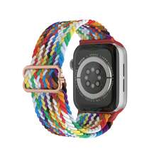 4 Peças Pulseira de Relógio Trançada de Alça Única, Compatível com 38mm, 40mm, 41mm, 42mm, 44mm, 45mm, 49mm, Unissex, Alça Elástica Macia de Nylon Ajustável, Adequada para Apple Watch 11/10/9/8/7/6/5/4/3/2/1/SE/Ultra/Ultra 2 - Multicolorido - Visão 4