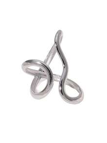 1 pieza Anillo ajustable y apilable de acero inoxidable con línea asimétrica, joyería de moda para mujer, adecuado para uso diario y fiestas - 1 plata - Ver 13