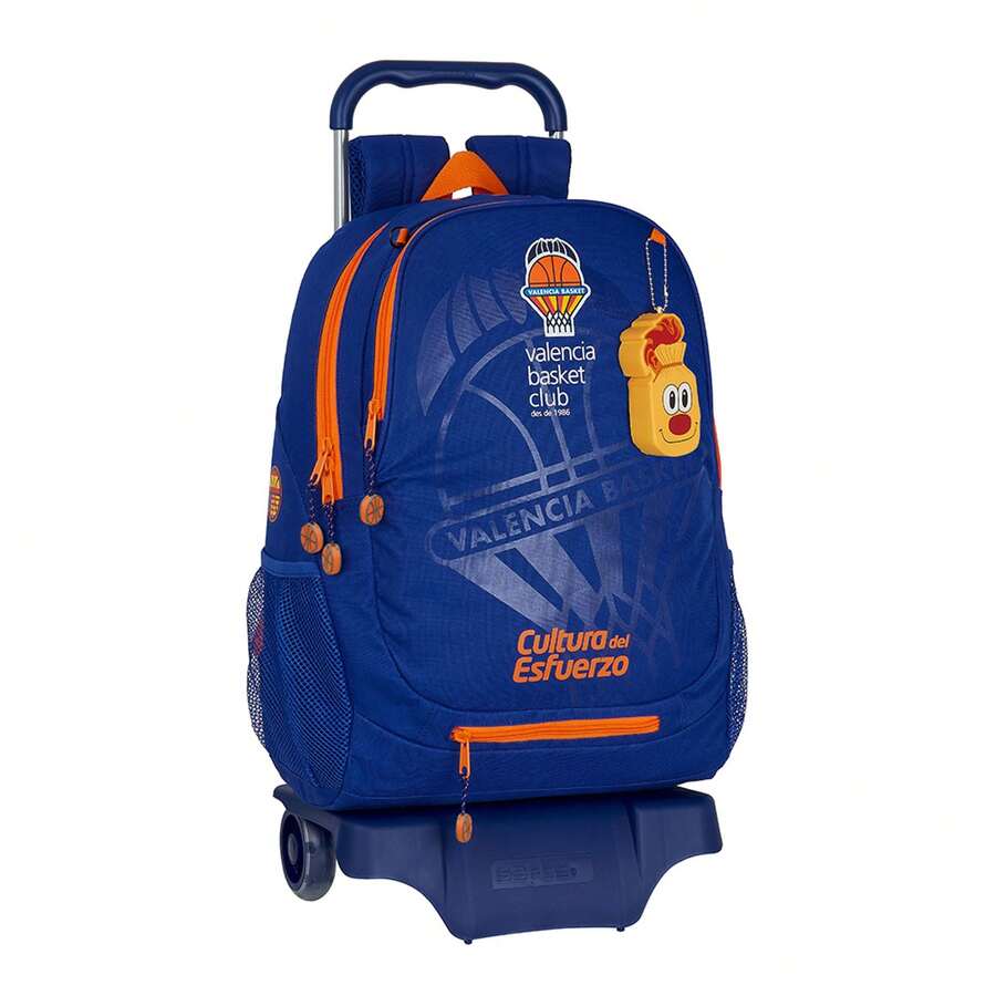 Valencia Basket Club | Large Backpack With Wheels Compact Evolution Removable Trolley High, With Two Large Compartments, Ergonomic Padded Shoulder Straps And Back - Option 1 - View 1