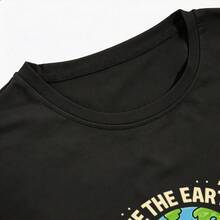 Short-Sleeved T-Shirt With A Planet Reading A Book Print, Ideal For Wearing At Home, On The Street, In The Park, At The Library, On Vacation. Regular Fit, Casual Style, Comfortable And Breathable. - 黑色 - 查看 3