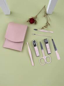 7pcs Stainless Steel Black Manicure Set, Suitable For Hand And Face Personal Care - Black - View 9