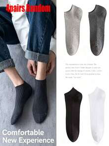 paquete de 3 calcetines de tobillo para hombres, de unicolor negro y blanco, transpirables, de corte bajo, calcetines casuales de verano - Multicolor - Ver 4