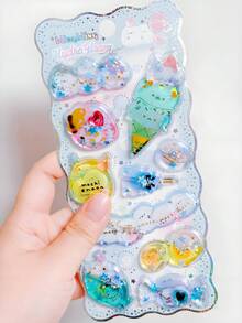 兒童手工獎勵 3D 水晶動態貼紙 星形寶石 兔子企鵝裝飾貼紙 創意手工材料 - 彩色 - 查看 7