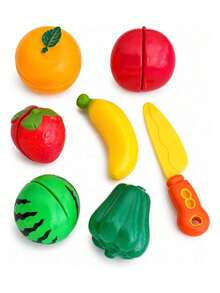 Toy Fruit And Vegetable Set With Knife, 7 Pieces - Multicolor - View 6