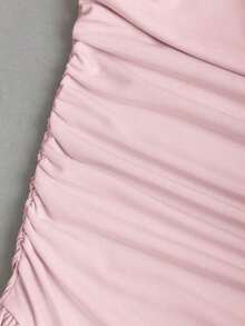 Vestido bandeau ajustado con hombros oblicuos para mujer - Verde Oscuro - Ver 11