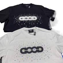American-Style Rhinestone Short-Sleeved T-Shirt, Just Like The One Worn By Lao Bai And Wang Su-Long, With 3D Rhinestone Print, Couple T-Shirt For Men And Women. - 黑色 - 查看 5