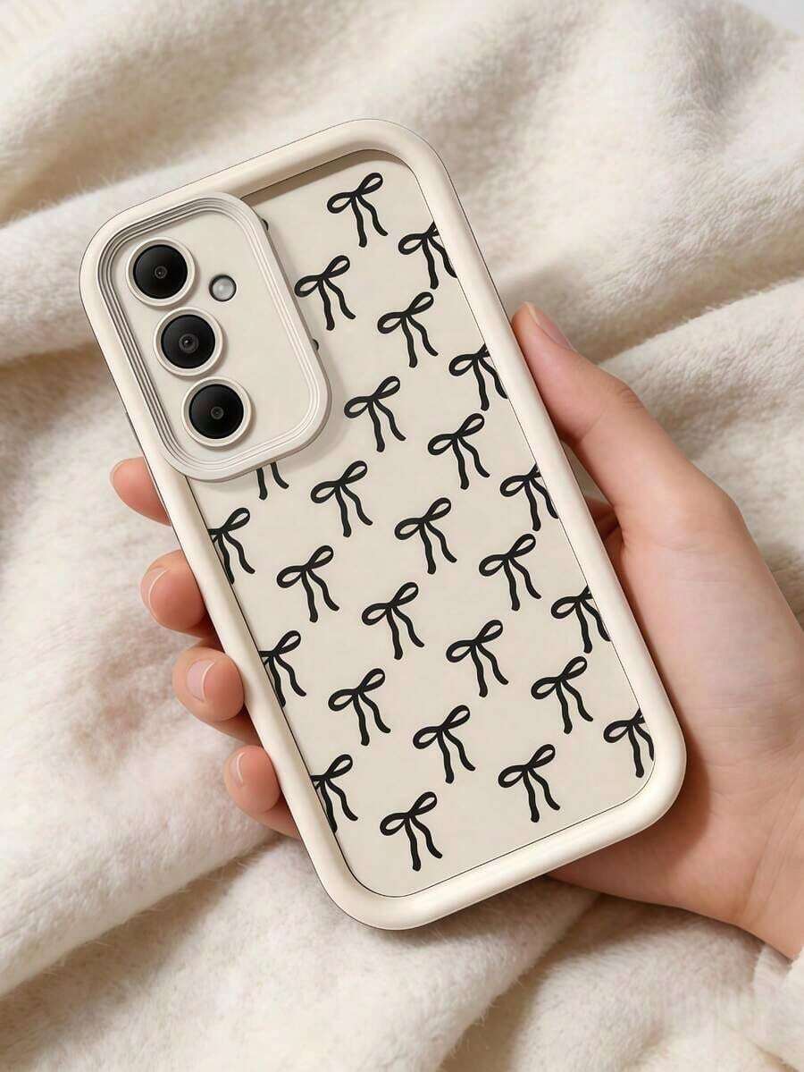 1 Piece Minimalist Creative Personalized Cute High-End Mobile Phone Case, Compatible With Samsung S25Ultra/S25Plus/S25/S25FE/S24Ultra/S24Plus/S24/S24FE/S23Ultra/S23FE/S23/S23+/S22Ultra/S22/S22+/S21Ultra/S21FE/S21/S21+/S20Ultra/S20FE/S20/S20+/A73/A72/A55/A54/A53/A52, Compatible With Redmi Note 14 Pro+ 5G, P30, Compatible With Honor X6b, Compatible With OPPO A74, Compatible With Realme C53, Compatible With Realme Narzo N53, With 2D Bow, Polka Dot, Eye, And Layered Design, International Version, Not The Domestic Version - 白色 2 - 查看 1