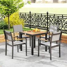 طاولة حديقة، بلاستيك، 78 * 78 * 74 سم، مقاومة للطقس، إطار ألومنيوم؛ طاولة بوفيه، طاولة تخييم ل- 4 أشخاص، طاولة شرفة، طاولة فناء، طاولة طعام خارجية للحديقة والشرفة والشرفة، أسود - لون كستنائي - مشاهدة 3