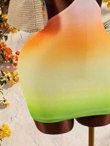 Nuevo vestido mini semitransparente con parches de estrellas para mujer - Multicolor - Ver 6