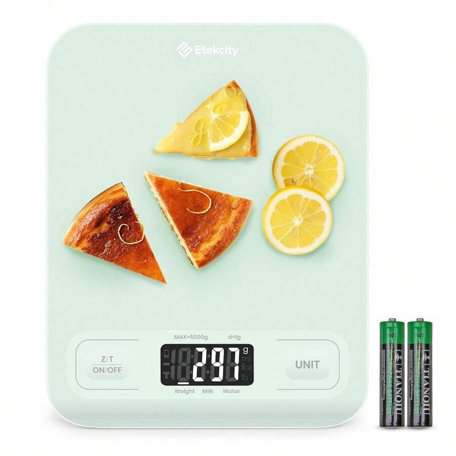 Food Kitchen Scale, Digital Grams And Ounces Weight Loss, Baking, Cooking, Keto And Meal Prep, LCD Display, Medium, Green - Mint Green - View 1