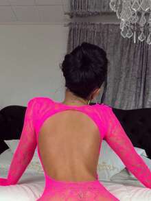 Sexy Women's Lace Jumpsuit, Suitable For Various Sizes, Suitable For Dance Performances And Daily Wear, Mesh Design - Hot Pink - View 4