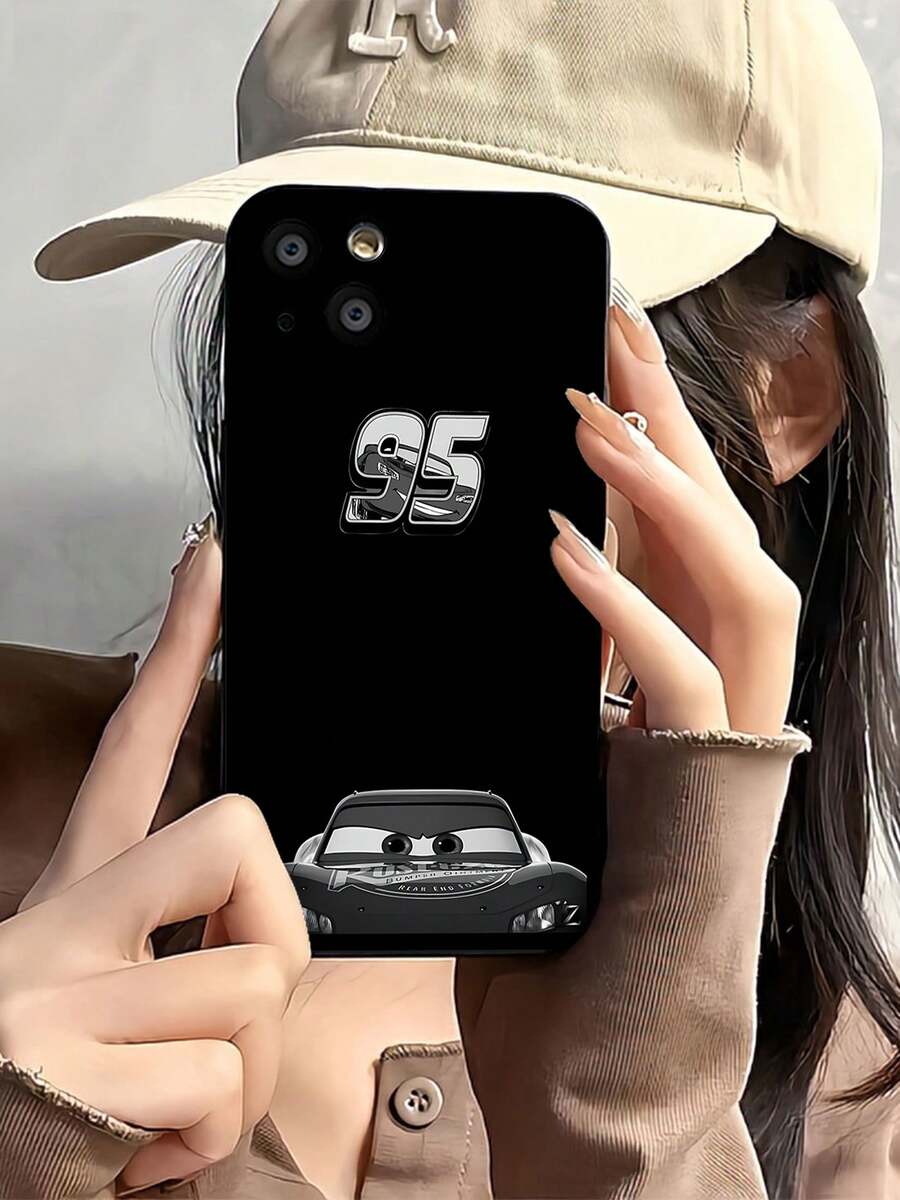 Tema de carreras de Silver Lightning McQueenfunda de teléfono Fundas compatibles con ,Apple,VIVO,OPPO,,, y Honor.Fabricadas en silicona TPU,ofrecen protección contra golpes y caídas.regalos para mamá - Negro - Ver 1