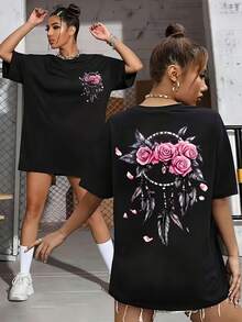 Women's T-Shirt For Spring And Summer - Black - View 1