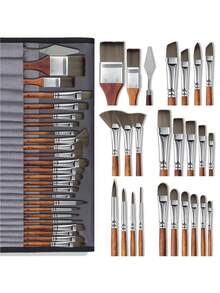 25pcs High Quality Nylon Paint Brush Set With Portable Storage Bag, Watercolor Acrylic Painting Tools, Suitable For Artists, Portable Art Supplies Kit | Durable Brushes And Storage Bag, Ideal For Professional Art Creation - Sets - View 9
