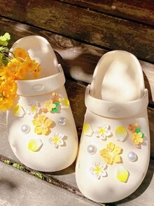18 chiếc phụ kiện trang trí giày dép có thể tháo rời, hình hoa vàng và ngọc trai, dùng để tự trang trí, phụ kiện đa năng cho dép xăng đan, dép lê, túi đi biển của nữ, lý tưởng làm quà tặng trong kỳ nghỉ và tiệc sinh nhật. - Màu vàng - Xem 5