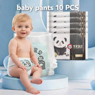10pcs/Pack Portable Baby Diaper Pants, L/XL/XXL/XXXL Size, Breathable & Soft, Suitable For Day & Night