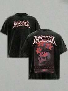 Camisetas Gráficas para Hombre, Camiseta Dayseeker Creature Metal Skull, Lavado Vintage, Lavado Ácido, Algodón Grueso, Camiseta Unisex de Banda de Rock, Retro Metalcore, Ropa Urbana, Mercancía de Conciertos Y2K, Envío Gratis RE6O - Negro - Ver 8