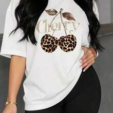 Short-Sleeved T-Shirt With Cherry Print - White - View 10