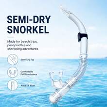 1pc Semi-Dry Anti-Water Flower Design Curved Transparent Soft Tube, Solid Color Patchwork, PVC Material, Drainage Valve Design, Suitable For Beach Travel Snorkeling - White - View 1