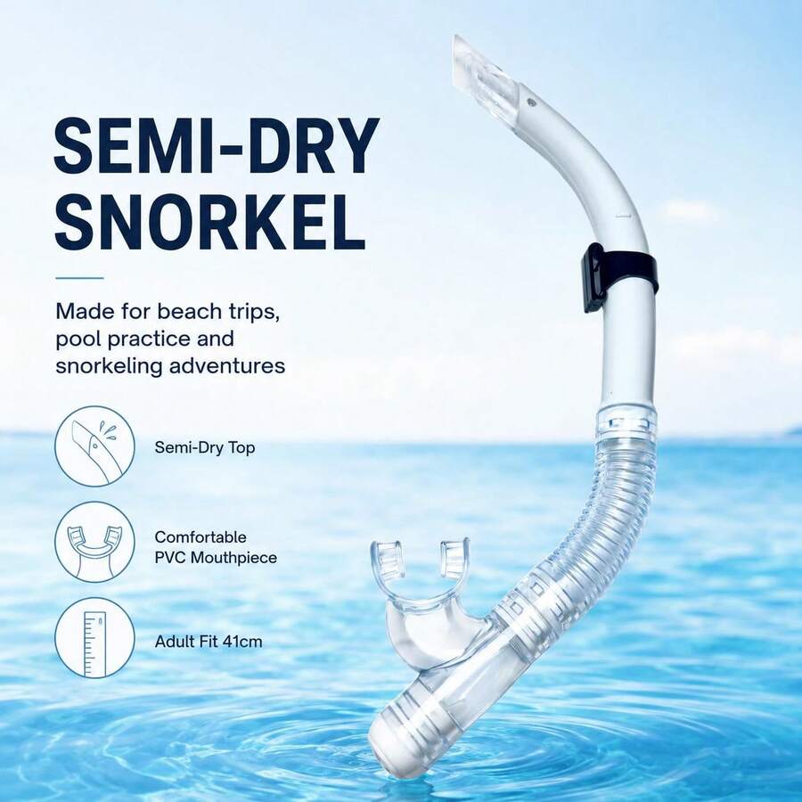 1pc Semi-Dry Anti-Water Flower Design Curved Transparent Soft Tube, Solid Color Patchwork, PVC Material, Drainage Valve Design, Suitable For Beach Travel Snorkeling - White - View 1