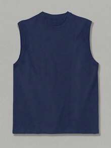 Setelan Tank Top dan Celana Pendek Kasual Leher Bulat untuk Pria di Musim Panas - Navy Blue - View 3