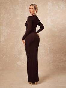Women Midi Dresses - Brown - View 2