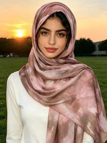 1PC Women's Bohemian Watercolor Floral Turban, Muslim Sun Protection Headscarf Elegant Versatile Scarf Long Shawl For Friends Gathering, Suitable For Daily Wear - 455-powder - View 3