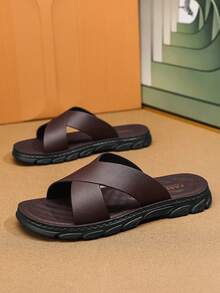 Men's Open Toe Casual Sandals, Lightweight Vacation Flat Beach Shoes, Breathable Comfortable Plus Size Flip Flops, Retro Style - Brown - View 6