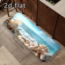 1pc Entry Door Mat, Beach Shell & Starfish Print Floor Mat, Non-Slip Absorbent Bathroom Rug, Soft Comfortable Easy To Clean Entryway Carpet, Suitable For Kitchen, Bathroom, Bedroom, Balcony Indoor Decoration Mat, Home Decor - Multicolor - View 11