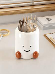 Multifunctional Smiling Face Storage Box, Can Store Cutlery Rack And Chopstick Container, Makeup Brushes, Toothbrush And Toothpaste, Suitable For Small Apartments, Dorms And Desktop Storage Systems - Multicolor - View 8