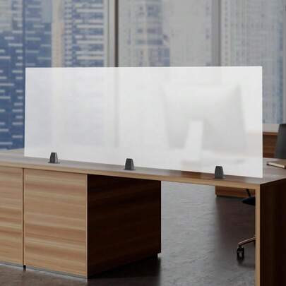 Sweetmile Desk Privacy Panel, 60" X 22" Frosted Acrylic Desk Dividers For Students With C-Type Clamps And Foam Pads Office Partitions And Ideal Cubicle Light Shield