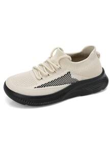 RUSHINE Women's Lightweight Breathable Mesh Casual Sneakers, Minimalist & Fresh Style, Versatile For Outdoor, Fitness, Comfortable Flat Shoes, Suitable For Spring And Autumn - Apricot - View 5