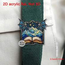 1 pieza Broche de acrílico con diseño de ala de libro de cielo estrellado de vidrio esmerilado, diseño de mosaico fantástico exquisito, material de alta transparencia, insignia para amantes de los libros, adecuado para atuendo diario/de fiesta, regalo de cumpleaños cálido - Multicolor - Ver 7