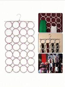Gancho multifuncional para bufandas con 6/16/28 anillos, organizador colgante para armario que ahorra espacio, tejido plegable de colores, estante de almacenamiento para cinturones/decoración de color aleatorio - Multicolor - Ver 4