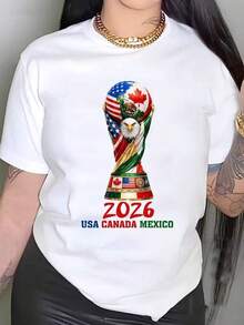Camiseta de mujer para aficionados a la Copa Mundial 2026 con diseño del trofeo de la Copa Mundial 2026 de EE. UU., Canadá y México, ropa casual de verano para aficionados al fútbol y entusiastas del deporte, regalo para amigos, familiares y seres queridos que apoyan los eventos internacionales de fútbol, para ver la Copa Mundial y qué vestir en casa, ropa estampada con la mascota de la Copa Mundial, ropa de hombre, México, playeras de hombre, camisas para hombre, , mundial. - Blanco - Ver 8