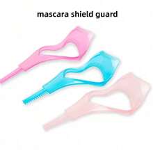 3-In-1 Eyelash Brush, Eyelash Protector Tool, Makeup Auxiliary Device, Reusable Makeup Accessory. Designed For Makeup Beginners, Easily Apply Mascara And Eyeliner For Separated, Clump-Free Natural Lashes. This Mascara Guard Set Combines Eyelash Grooming And Lash Tweezers Functions, Suitable For Women - Pink - View 7