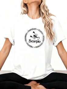 Cool Casual T-Shirt With A Print That Reflects The Characteristics Of The Scorpio Personality. - 白色 - 查看 1