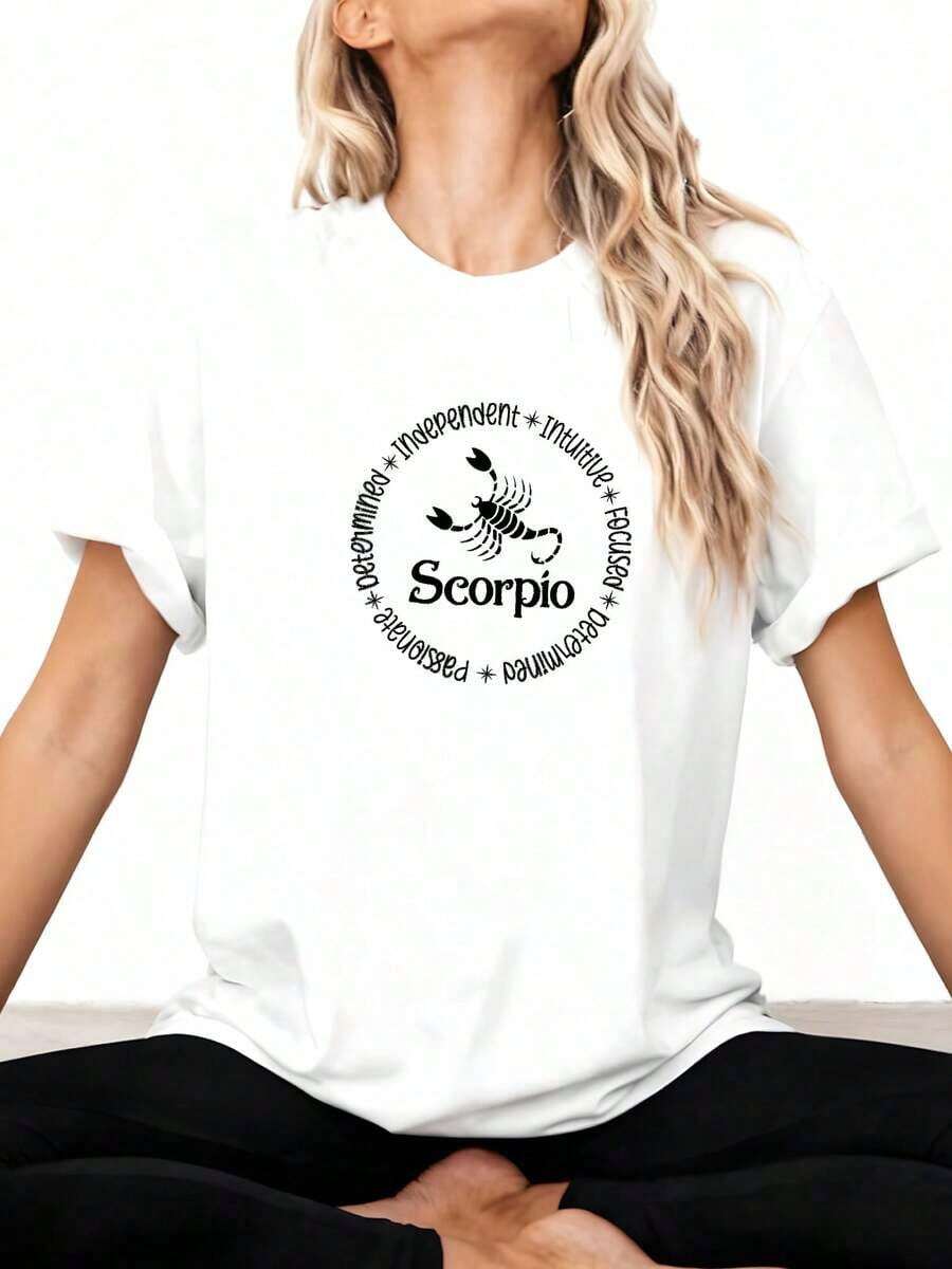Cool Casual T-Shirt With A Print That Reflects The Characteristics Of The Scorpio Personality. - 白色 - 查看 1