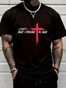 100% Cotton Man Of God I Jesus T-Shirt Women's Men Graphic Tee - 黑色2 - 查看 1
