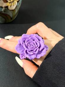 可调节哥特式超大玫瑰戒指，黑/红树脂材质，朋克暗黑风格饰品，适合时尚派对 - 多色C - 查看 7